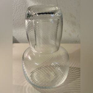 Vintage, bedside water carafe with glass.